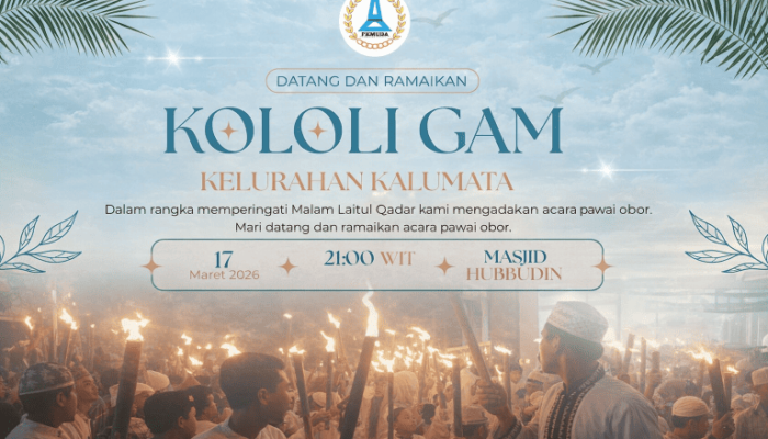 Tradisi Kololi Gam Kembali di Gelar, Pemuda Kalumata Satukan Warga Sambut Malam Lailatul Qadar